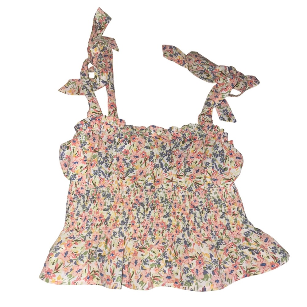Forever 21‎ Floral Smocked Ruffle Top Size M – Cute Spring Style